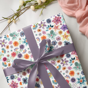 Kleurrijke Hand geschilderde lente Wildflower groe Cadeaupapier