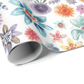 Kleurrijke Hand geschilderde lente Wildflower groe Cadeaupapier (Rol Hoek)