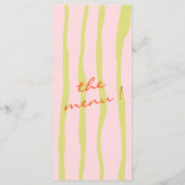 Kleurrijke hand geschilderde pinstripes bruiloft menu (Achterkant)