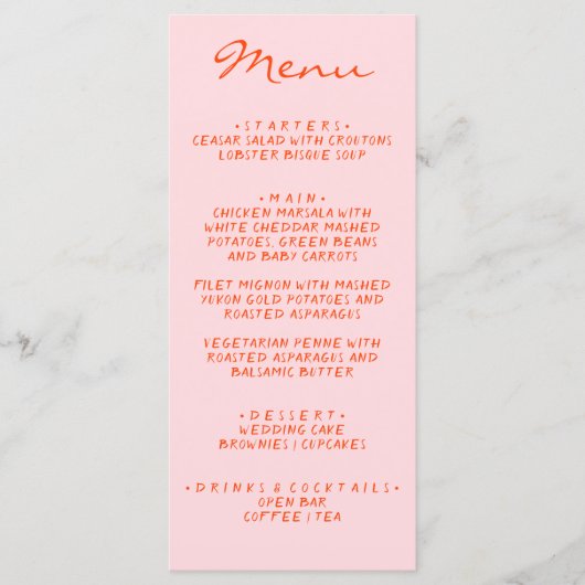 Kleurrijke hand geschilderde pinstripes bruiloft menu (Voorkant)