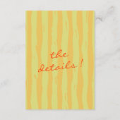 Kleurrijke hand geschreven pinstripes bruiloft det informatiekaartje (Achterkant)