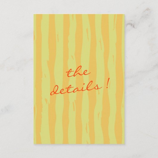 Kleurrijke hand geschreven pinstripes bruiloft det informatiekaartje (Achterkant)