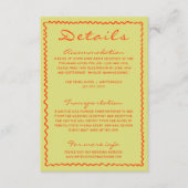Kleurrijke hand geschreven pinstripes bruiloft det informatiekaartje (Voorkant)