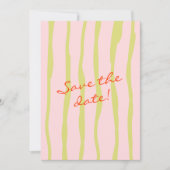 Kleurrijke Hand Geschreven Retro Pinstripes Leuke Save The Date (Voorkant)