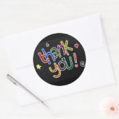 Kleurrijke hand getekend Dank u Ronde Sticker (Envelop)