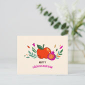 Kleurrijke hand getekend Happy Rosh Hashanah Briefkaart (Staand voorkant)