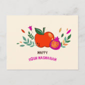 Kleurrijke hand getekend Happy Rosh Hashanah Briefkaart (Voorkant)