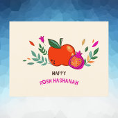 Kleurrijke hand getekend Happy Rosh Hashanah Briefkaart