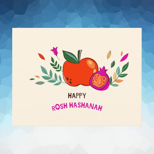 Kleurrijke hand getekend Happy Rosh Hashanah Briefkaart