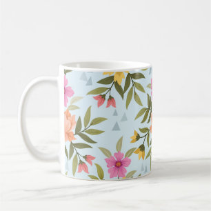 Kleurrijke Hand Getekende Bloemen Koffiemok