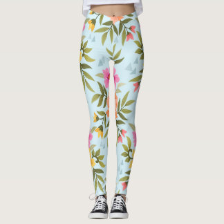 Kleurrijke Hand Getekende Bloemen Leggings