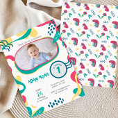 Kleurrijke Hand Getrokken 1e Verjaardag Foto Uitno Kaart