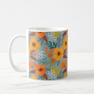 Kleurrijke Hand getrokken bloemen patroon Koffiemok