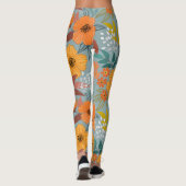 Kleurrijke Hand getrokken bloemen patroon Leggings (Achterkant)
