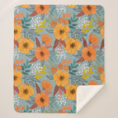 Kleurrijke Hand getrokken bloemen patroon Sherpa Deken (Voorkant)