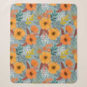 Kleurrijke Hand getrokken bloemen patroon Sherpa Deken