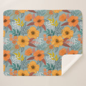 Kleurrijke Hand getrokken bloemen patroon Sherpa Deken (Voorkant (horizontaal))