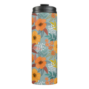 Kleurrijke Hand getrokken bloemen patroon Thermosbeker