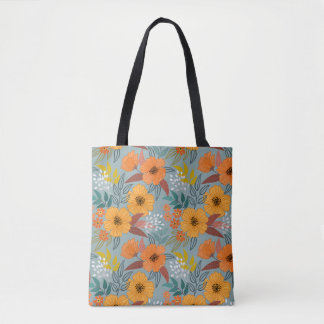 Kleurrijke Hand getrokken bloemen patroon Tote Bag