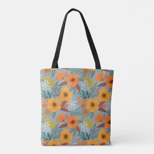 Kleurrijke Hand getrokken bloemen patroon Tote Bag (Achterkant)