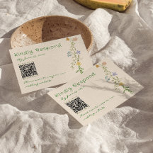 Kleurrijke Hand Getrokken Bloemen QR Code Huwelijk