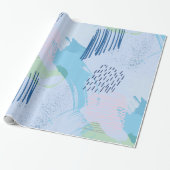 Kleurrijke hand getrokken dashspiralen en lijnen cadeaupapier (Uitgerold)