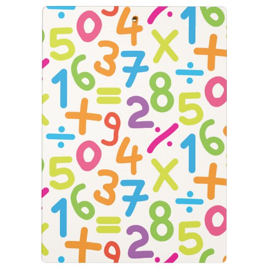 Kleurrijke Hand Getrokken Getallen Patroon - Leraa Klembord (Achterkant)