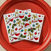 Kleurrijke Hand Getrokken Kerst Geïllustreerde Sch Servet