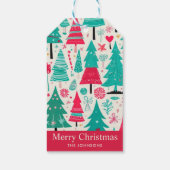 Kleurrijke Hand Getrokken Kerstboom Illustratie Cadeaulabel (Achterkant)