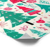Kleurrijke hand getrokken kerstboom patroon poster (Hoek)