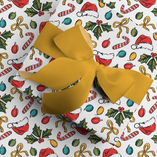 Kleurrijke Hand getrokken Kerstmis schetsen Cadeaupapier