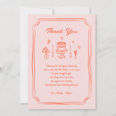 Kleurrijke Hand Getrokken Leuk Retro Bruiloft Bedankkaart (Voorkant)