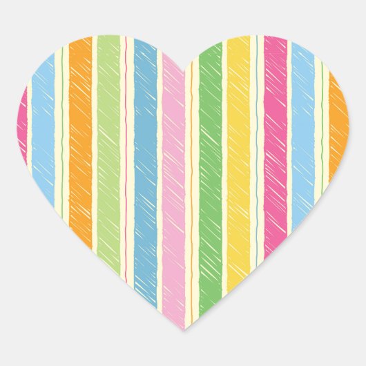 Kleurrijke hand getrokken strepen patroon hart sticker (Voorkant)