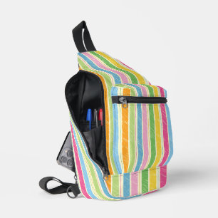 Kleurrijke hand getrokken strepen patroon sling bag