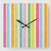 Kleurrijke hand getrokken strepen patroon vierkante klok (Voorkant)