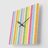 Kleurrijke hand getrokken strepen patroon vierkante klok (Hoek)