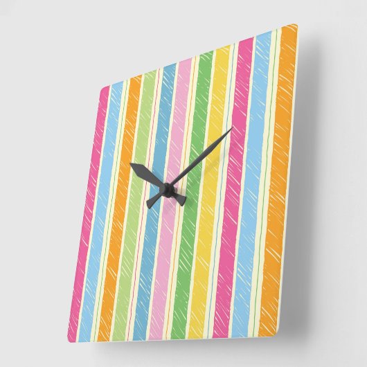 Kleurrijke hand getrokken strepen patroon vierkante klok (Hoek)