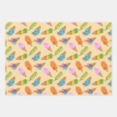 Kleurrijke hand getrokken waterverf ijspatroon inpakpapier vel (Voorkant 3)