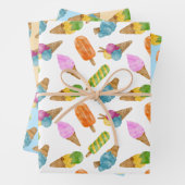 Kleurrijke hand getrokken waterverf ijspatroon inpakpapier vel (In situ)