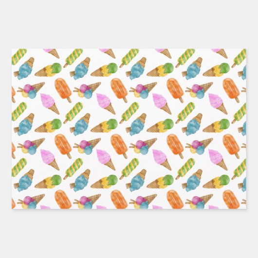 Kleurrijke hand getrokken waterverf ijspatroon inpakpapier vel (Voorkant)