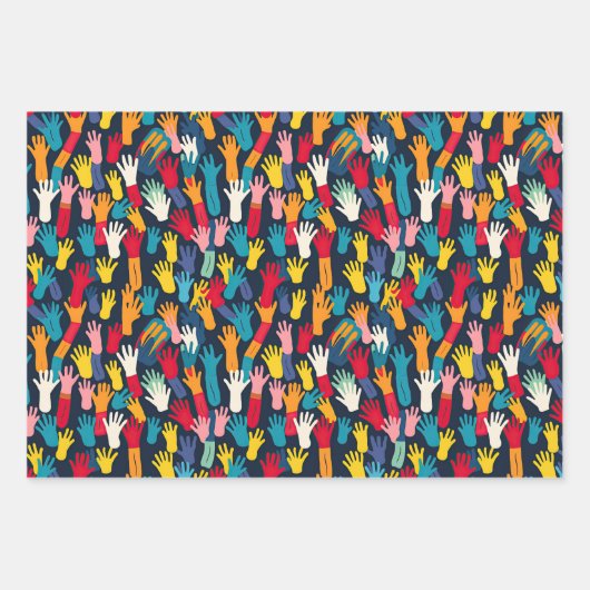 Kleurrijke Hand Prints Apple Hearts School thema Inpakpapier Vel (Voorkant)