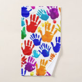 Kleurrijke Handafdruk Bad Handdoek (Handdoek)