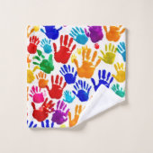 Kleurrijke Handafdruk Bad Handdoek (Wasdoekje)
