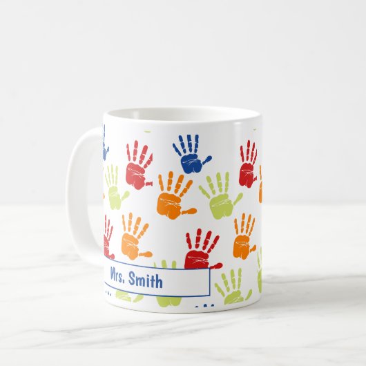 Kleurrijke handafdruk Mok (Voorkant links)