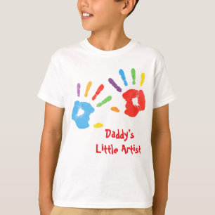 Kleurrijke handafdruk Papa's kleine kunstenaar T-shirt