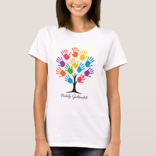 Kleurrijke Handafdruk Tree of Life Familie T-shirt