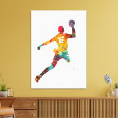 Kleurrijke Handbalspeler Canvas Afdruk (Insitu (Woonkamer))