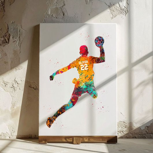 Kleurrijke Handbalspeler Canvas Afdruk