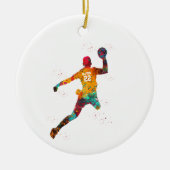 Kleurrijke Handbalspeler Keramisch Ornament (Voorkant)