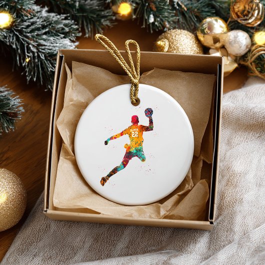 Kleurrijke Handbalspeler Keramisch Ornament